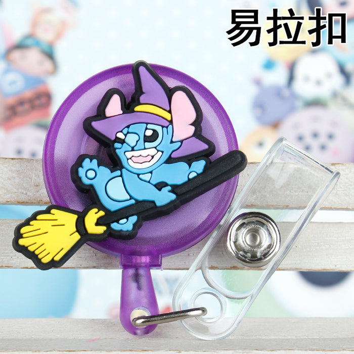 Wholesale Cartoon Badge Scroll Retractable Plastic Keychain JDC-KC-LuoKe007