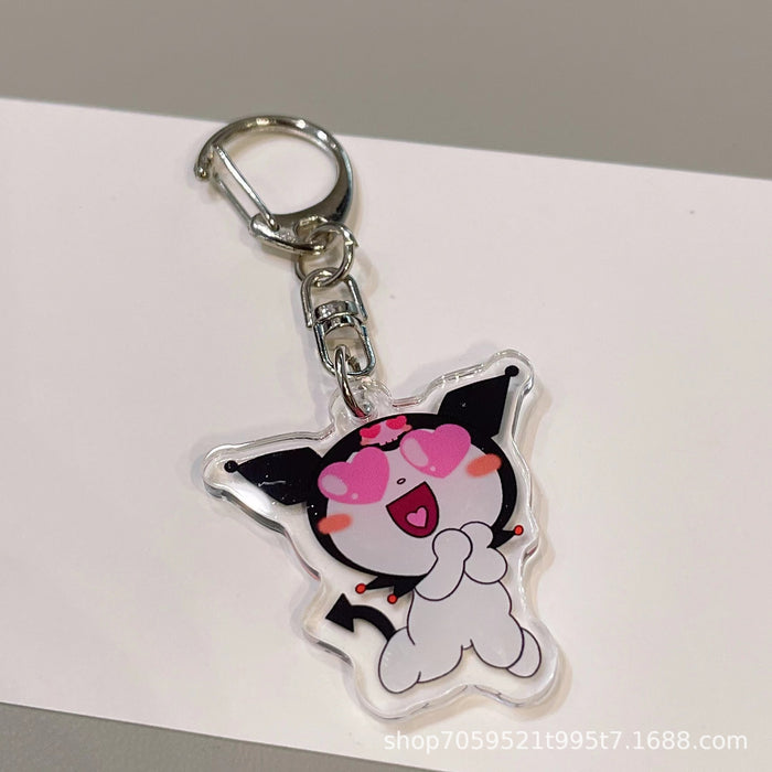 Wholesale Double-sided Keychain Cute Cartoon Book Bag Pendant Transparent Pendant Acrylic Keychain for Men and Women