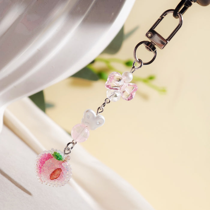 Wholesale Cartoon Fruit Beaded Charm Set - Electroplated Phone Bag Keychain Accessory