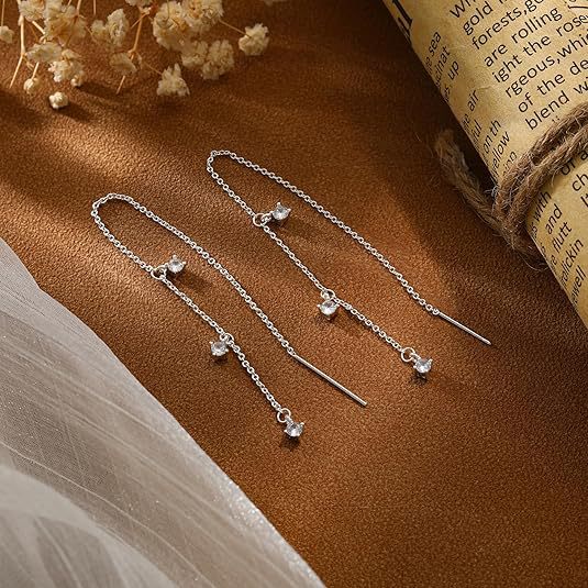 Wholesale Real gold brass electroplating fashion long flow Su ear line inlaid with zircon luxury earrings wholesale
