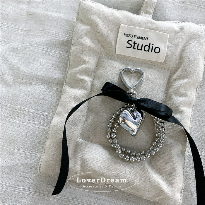 Wholesale silver Beaded Black Ribbon Bow Love Accessories