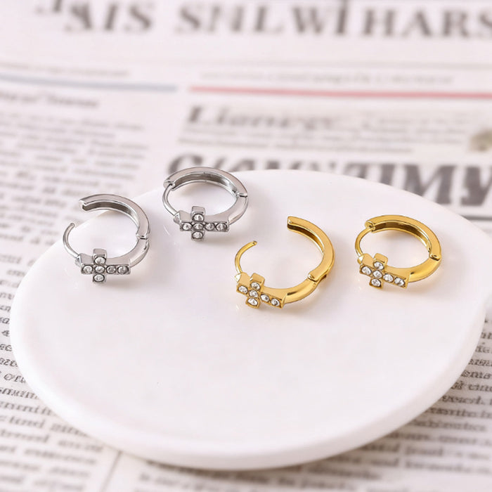 Wholesale Simple cross Titanium Steel earrings