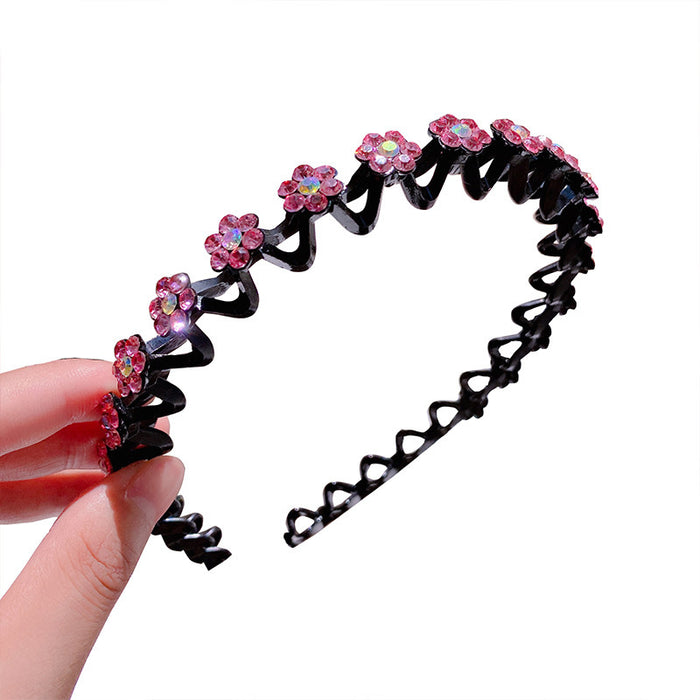 Wholesale Plastic Rhinestone Plum Blossom Wave Hair Hoop JDC-HD-JunJie002