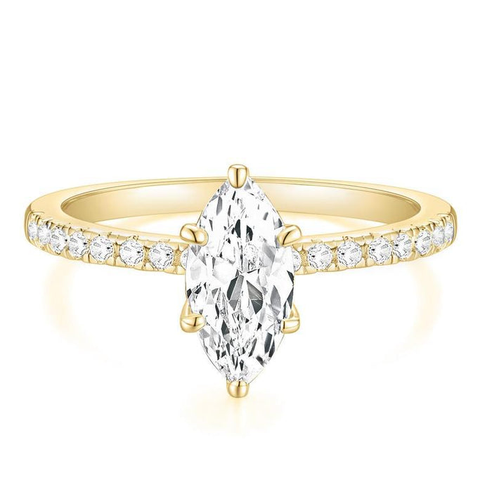 Wholesale French Chic Horse Eye Cubic Zirconia Ring Gold Tone Adjustable Copper Band Everyday Wear Jewelry