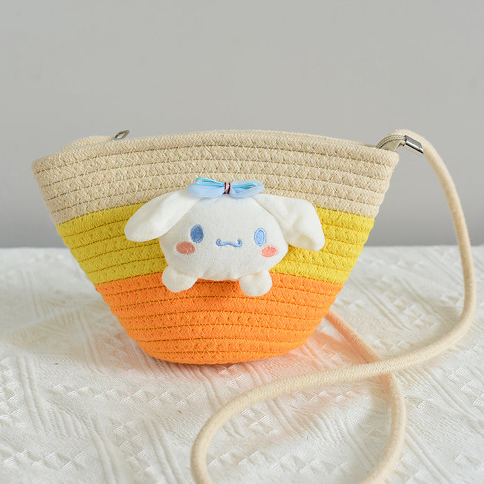 Wholesale  small bag children's straw bag Mini small bag children's shoulder bag beach play messenger bag