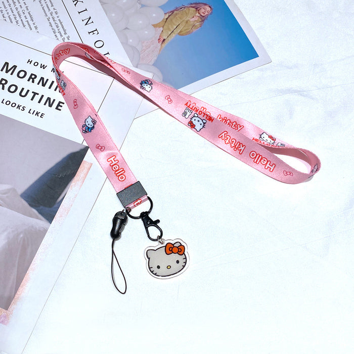 Wholesale Polyester Cartoon Printed Long Hanging Rope Keychain JDC-KC-Gongz056