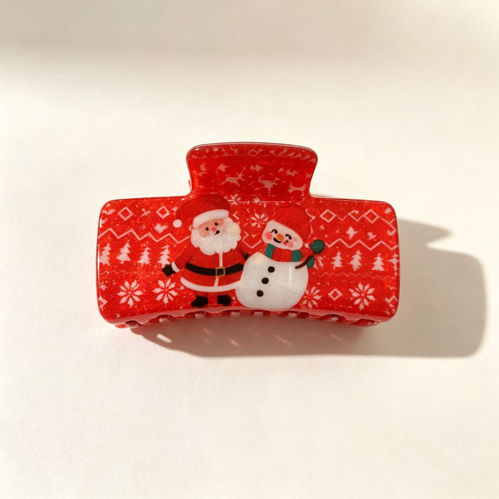 Wholesale Christmas PVC Shark Claw Hair Clip Cute Deer Snowman Design Women S Everyday Hair Accessory Boutique Resale Gift