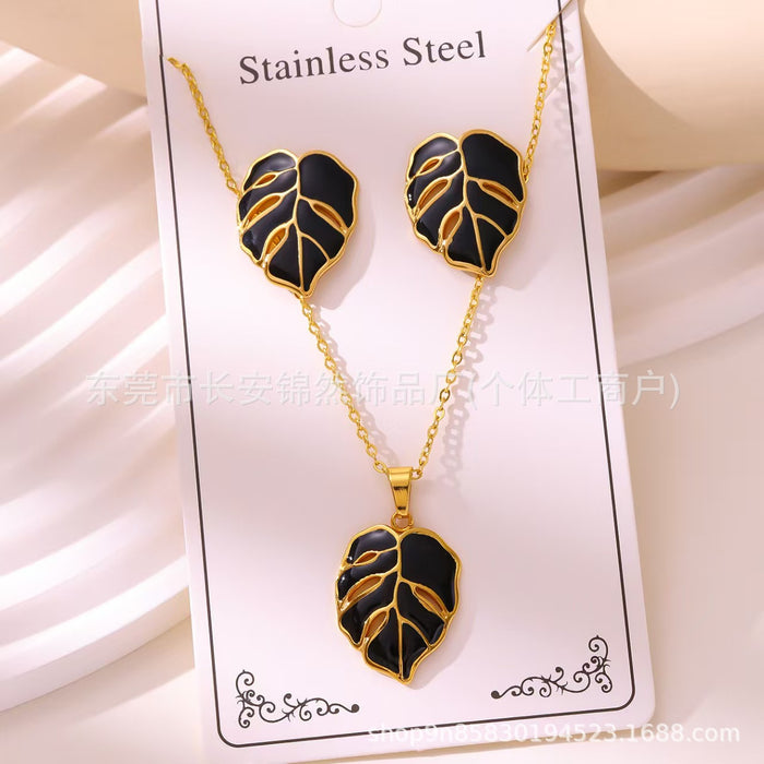 Wholesale 304 Stainless Steel Vacuum Plated Earrings and Necklace Set