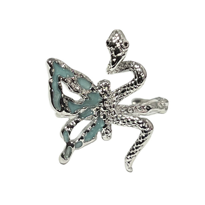 Wholesale Unique butterfly snake shaped fashionable opening ring, niche design, personalized punk spider ring