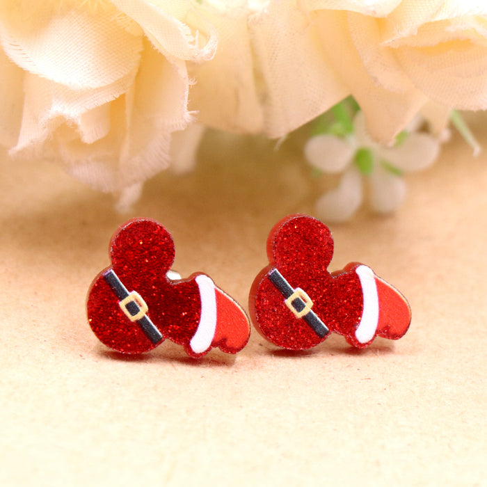 Wholesale Christmas Earrings Holiday Acrylic Mickey Christmas Hat JDC-ES-XYan013