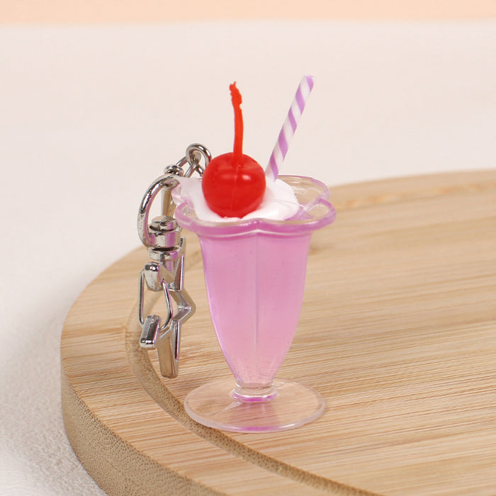 Cream Glue Dessert Cup Beverage Cup Keychain Simulation Ice Cream Drink Food Pendant