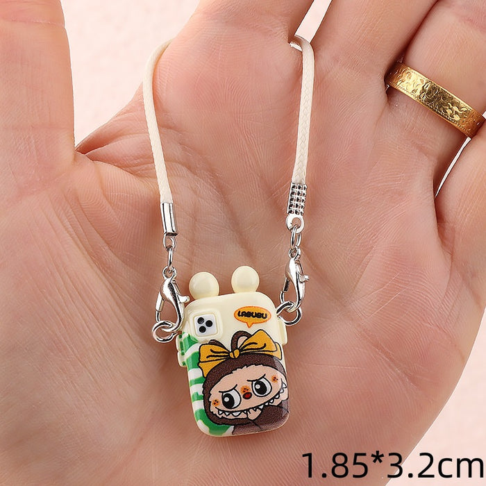 Wholesale Dollhouse Mini Cartoon Phone Case Pendant Model Creative Neck Accessory Plush Hanging Ornament