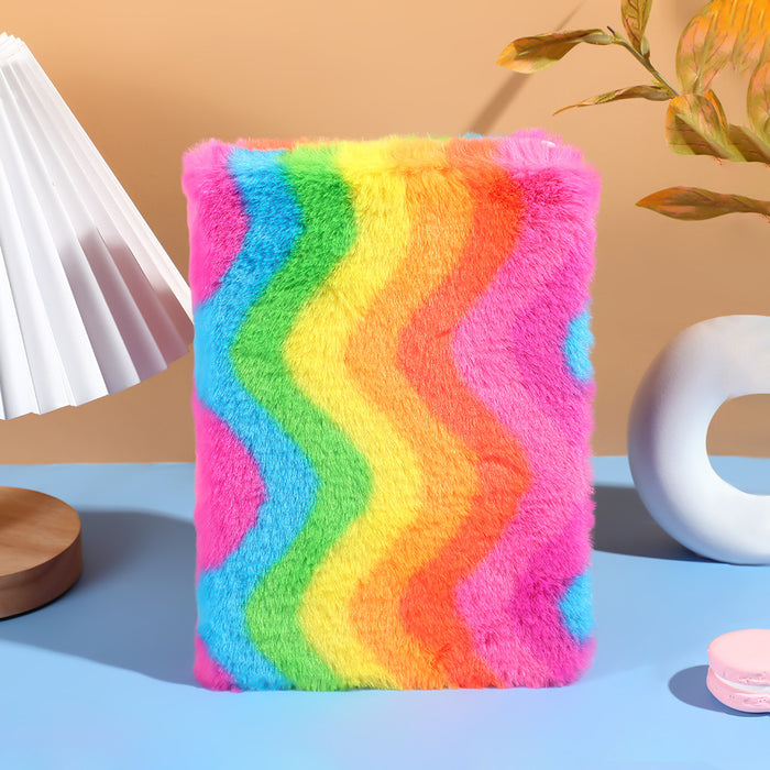 Wholesale Cartoon Creative Cute Plush Notebook Rainbow Leopard Print Student Notepad Internet Popular Girl Heart Princess Hand Account Book