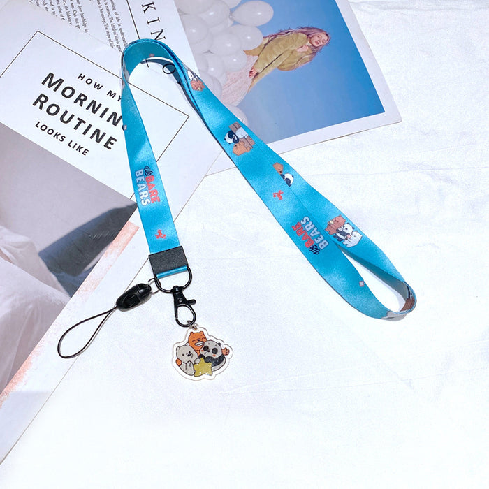 Wholesale Polyester Cartoon Printed Long Hanging Rope Keychain JDC-KC-Gongz056