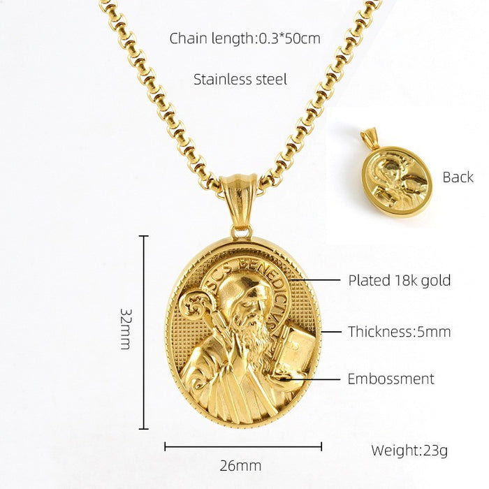 Wholesale Vintage Cross Virgin Mary Stainless Steel Necklace