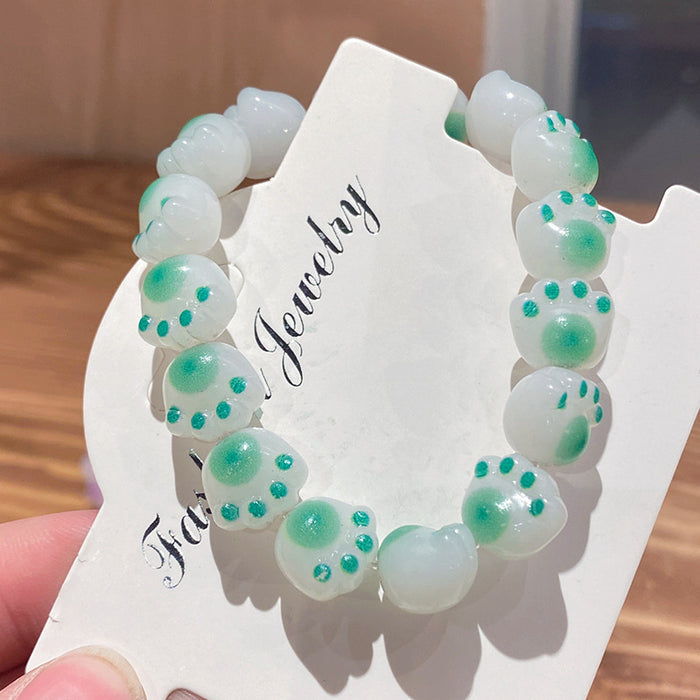 Wholesale Cute Large Resin Cat Claw Bead Bracelet Student Gift MOQ≥2