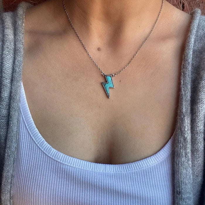 Wholesale Vintage Creative Turquoise Lightning Pendant Necklace