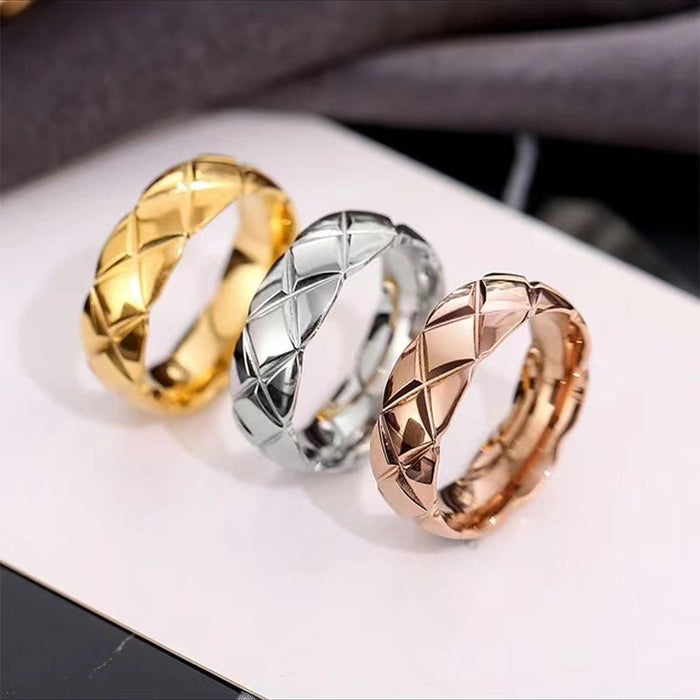 Wholesale Wavy Edge Quilted Titanium Steel Rings Personalized Accessories
