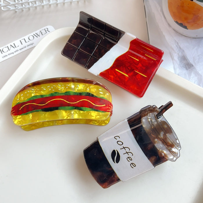 Wholesale Hot Dog Acrylic Hair Claw Clip Large Size Fashion Hair Accessory