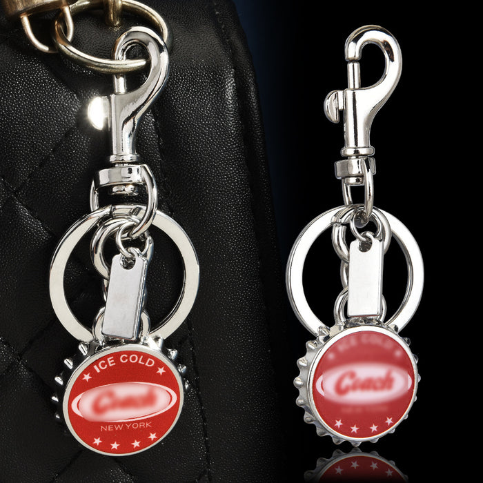Wholesale Beer Bottle Cap Keychain Red Alloy Retro New York Bag Charm