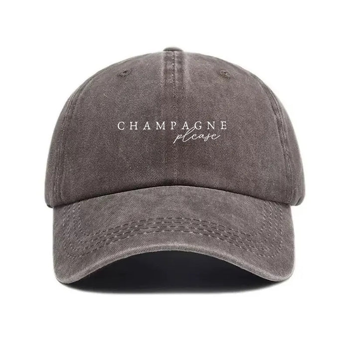 Wholesale Champagne Please Letter Print Distressed Baseball Cap Fashion Accessory Boutique Gift For Summer