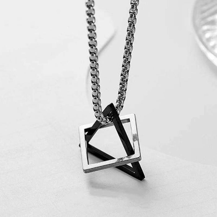 Wholesale Geometric Triangle Necklace Titanium Steel Sweater Chain Accessories