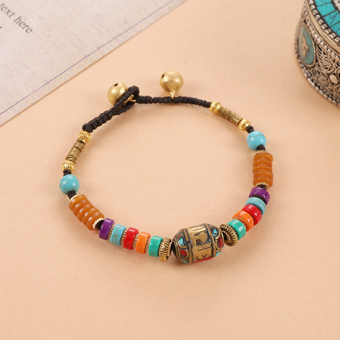 Wholesale Ethnic Style Turquoise Copper Beads Beaded Bracelet JDC-BT-Luox001