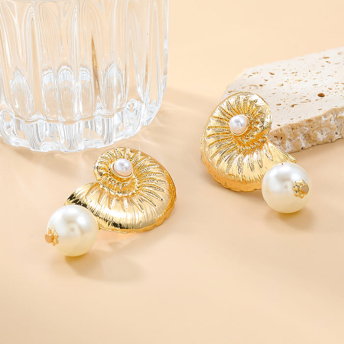 Wholesale Conch Pearl Alloy Earrings JDC-ES-JL203