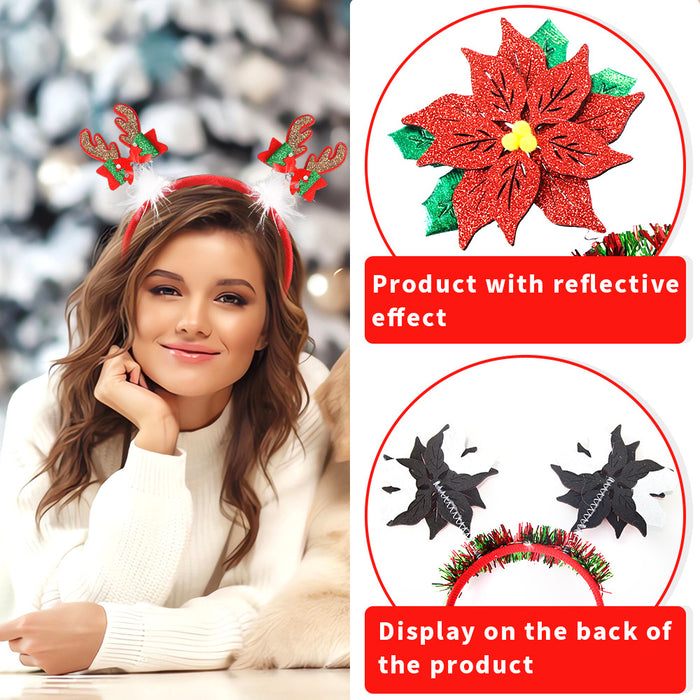 Wholesale Plastic Bow Deer Antler Head Buckle Christmas Tree Snowman Christmas Headband JDC-HD-ZHHAO002