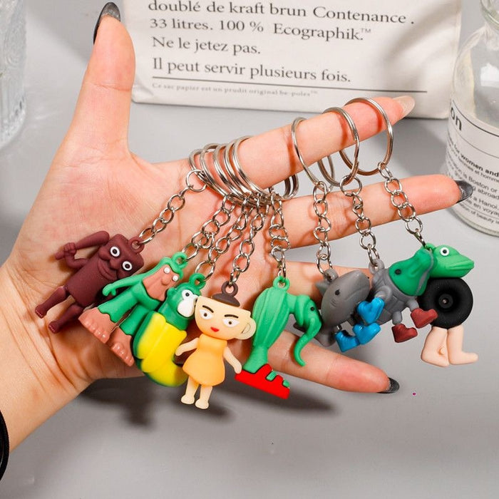 Wholesale Doll keychain funny abstract stick man shark small pendant