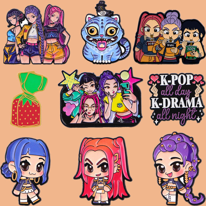 Wholesale 5pcs KPOP Metal Brooch for Backpacks Women' s Brooch