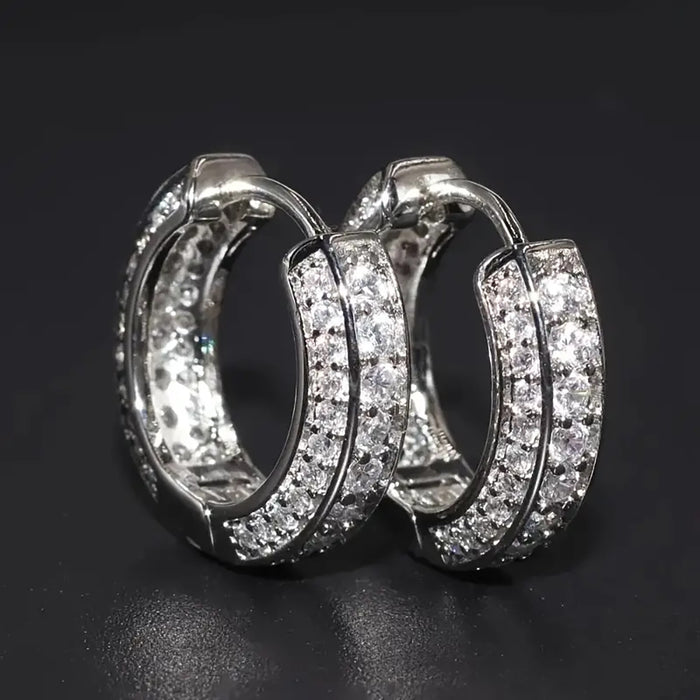 Wholesale HOOP Earrings Full of Zircon Gold Men's Earrings