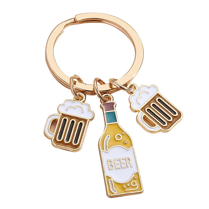 Wholesale Red Wine Beer Drip Oil Alloy Keychain JDC-KC-JinZ016