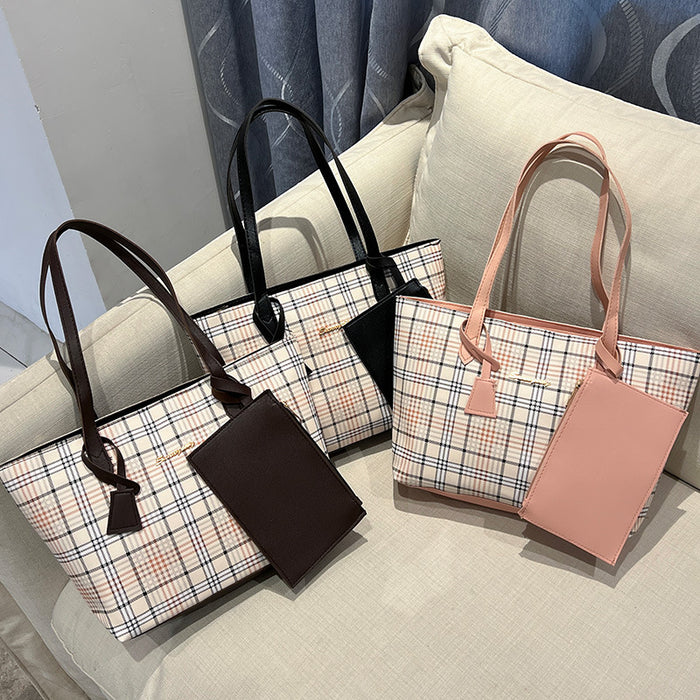 Wholesale Plaid Printed Tote Shoulder Bag JDC-SD-ShiCheng015