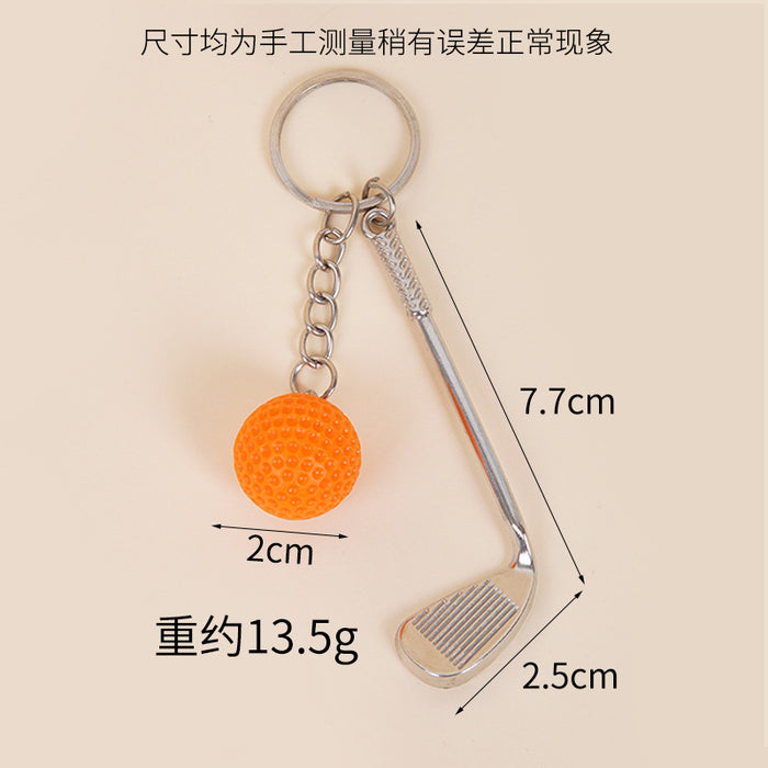 Wholesale Metal Golf Ball And Club Keychain Bag Charm Stylish Couple Gift Car Key Accessory MOQ≥2