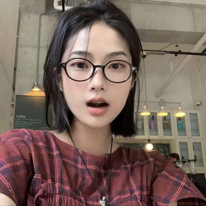 Wholesale Retro oval nerd glasses for women, fashionable small frame, anti blue light, plain frame, fashionable sunglasses