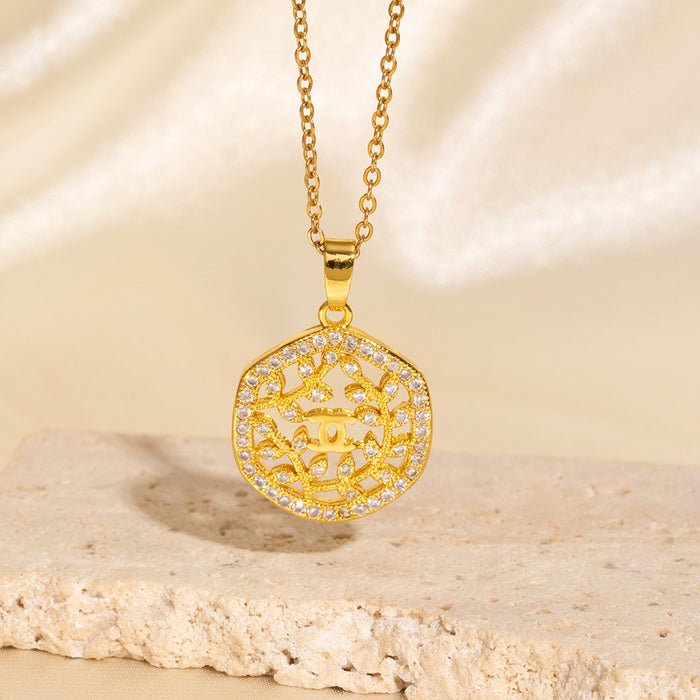 Wholesale Gold-plated copper micropaved zirconia necklace