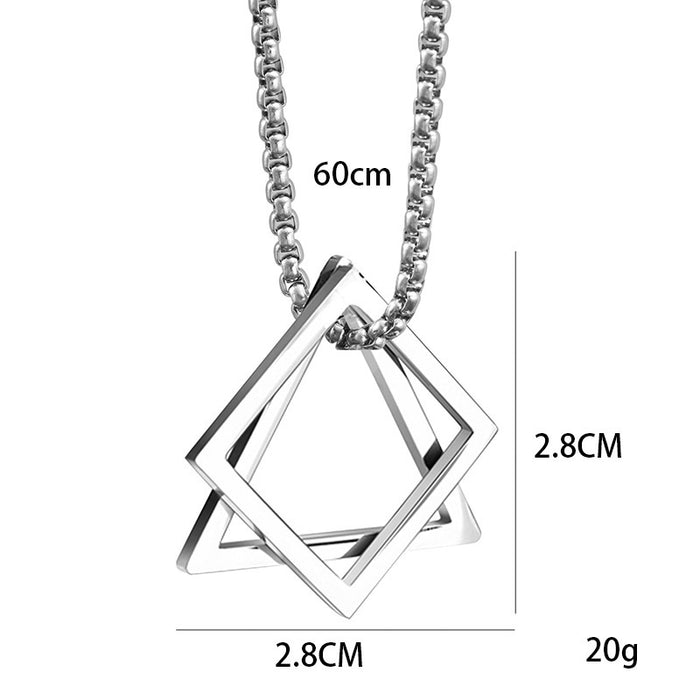 Wholesale New accessories, light luxury, niche design, geometric titanium steel set pendant, couple personalized necklace