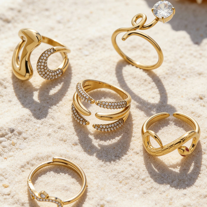 Wholesale Open Stainless Steel Ring with Fine Diamond Setting