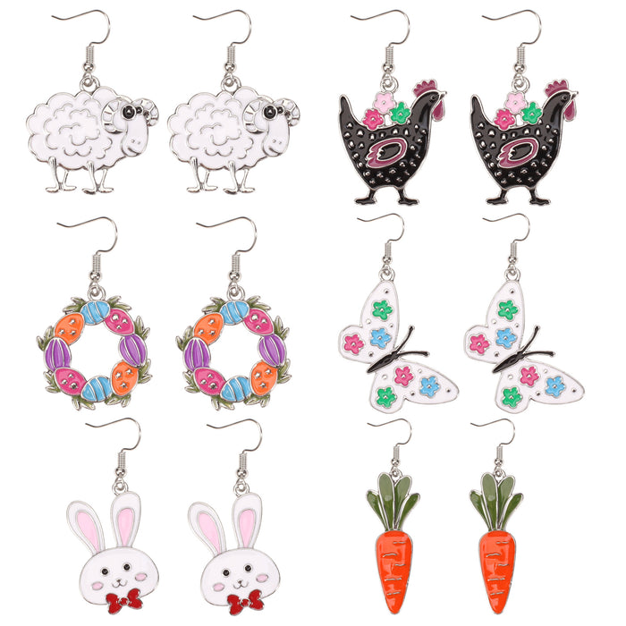 Wholesale Easter Earrings Cartoon Cute Rabbit Egg Carrot Alloy Earrings JDC-ES-Xiny007