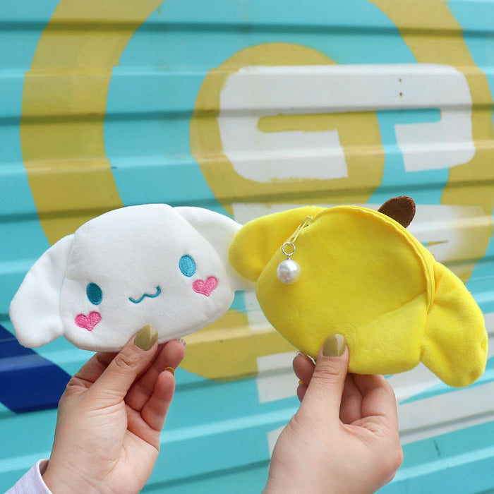 Wholesale Cute Cartoon Plush Dog Paw Coin Purse Pearl Bead Zipper Wallet With Keychain Multifunctional Card Holder Pouch Casual Party Gift