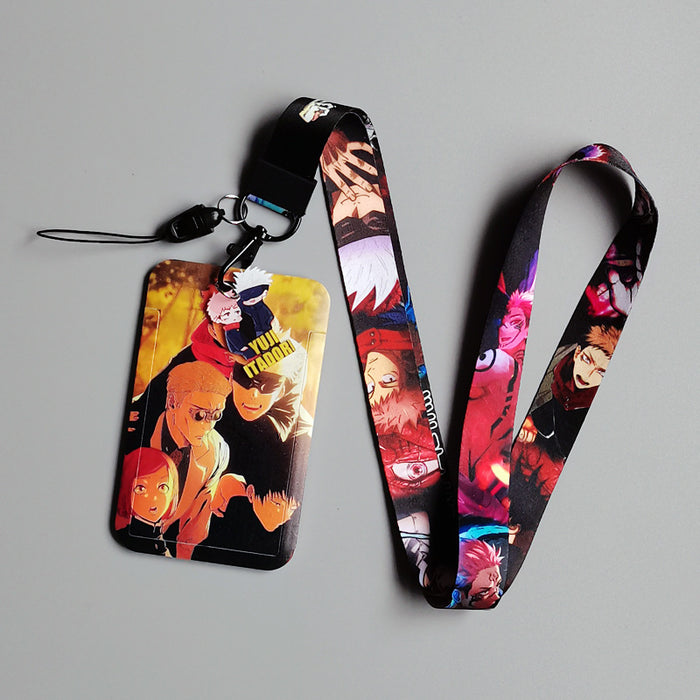 Wholesale 10pcs Anime Bus Card Holder Hard Mobile Phone Lanyard Keychain