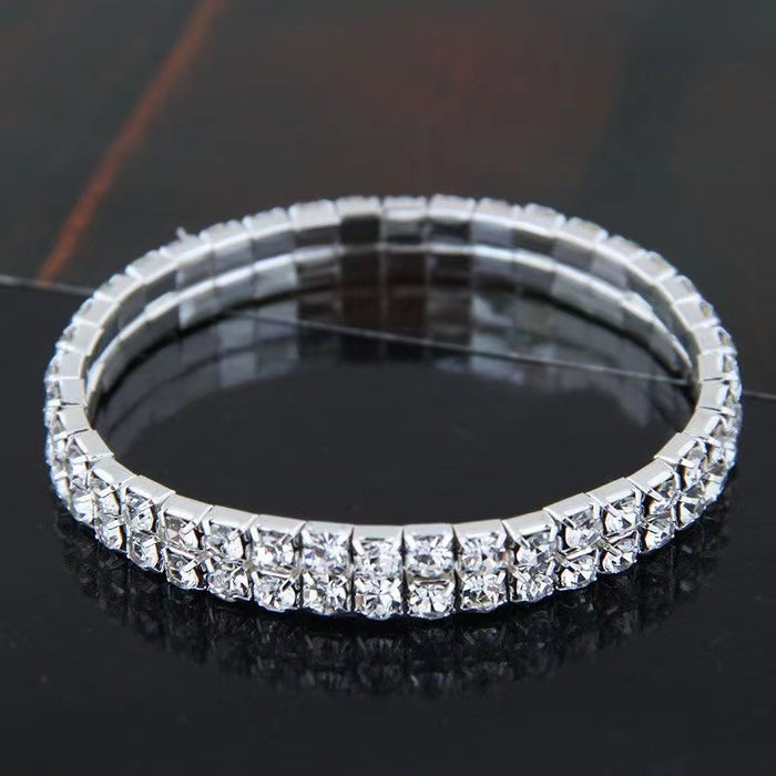 Wholesale Full Diamond Double Row Elastic Bracelet JDC-BT-YG002