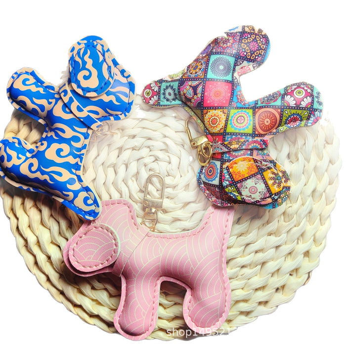 Wholesale Creative Keychain Printed Leather Women's Bag Pendant Exquisite Doll Creative Gift