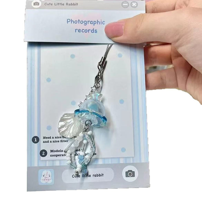 Wholesale Sky Blue Pendant Mobile Phone Chain Keychain Beaded Camera Hanging Chain