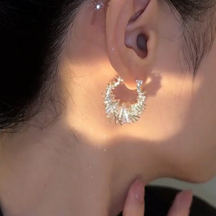 Wholesale Matte silver color winding metal earring