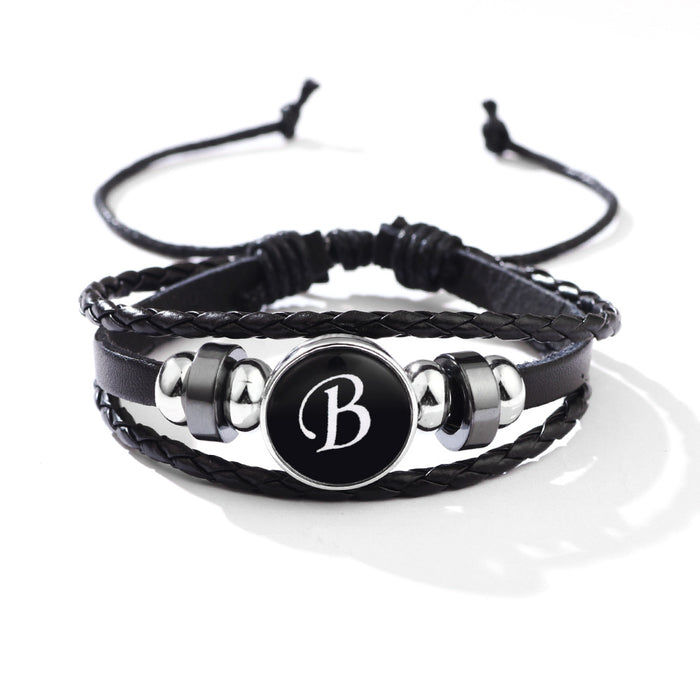 Wholesale 26 English Letters Leather Bracelet JDC-BT-QiN017