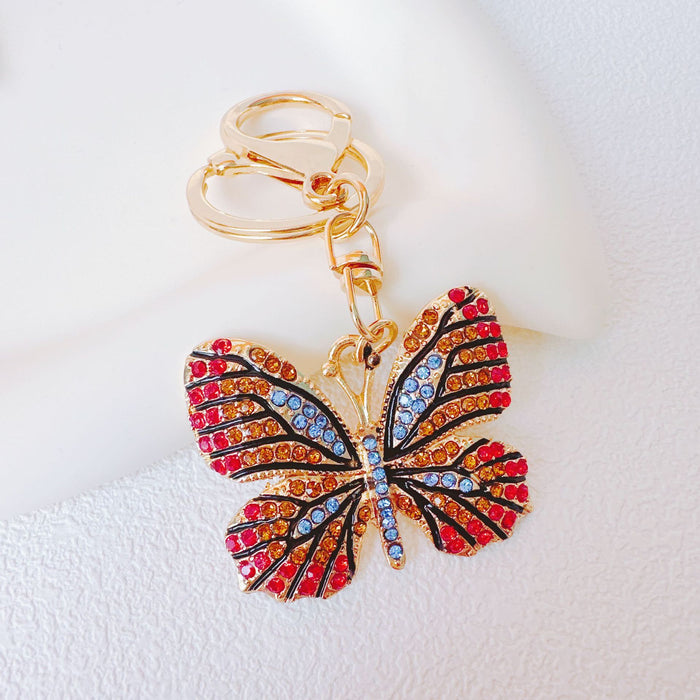 Wholesale Rhinestone Painted Colorful Butterfly Zinc Alloy Keychain JDC-KC-ZhanLun007