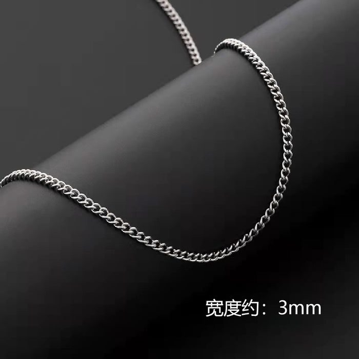 Wholesale Stainless steel square pearl necklace, titanium steel jewelry with chain, thick chain, men's snake bone chain, plain chain, simple