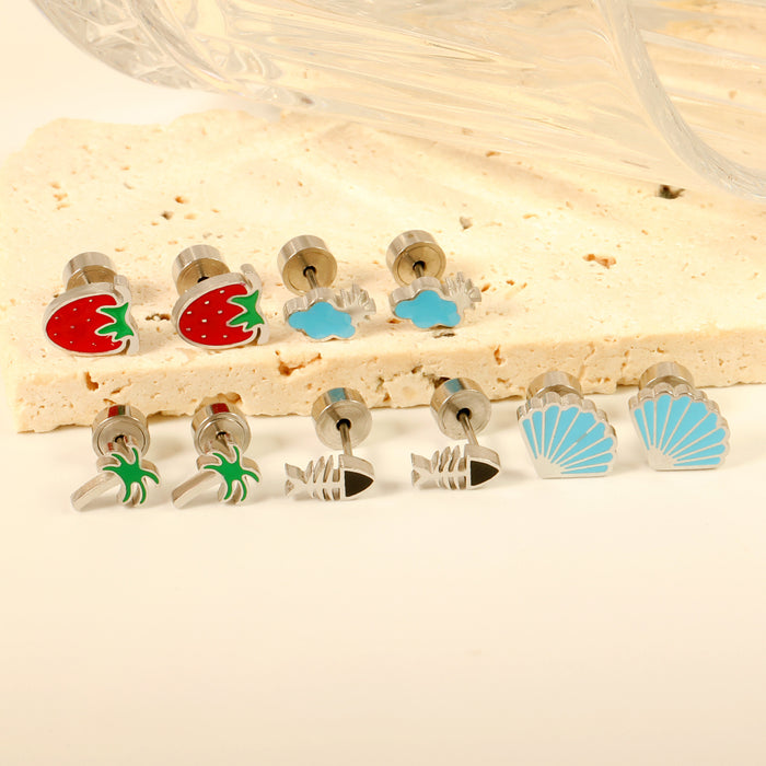 Wholesale Niche Design Cute Fruit Plants Rainbow Earrings